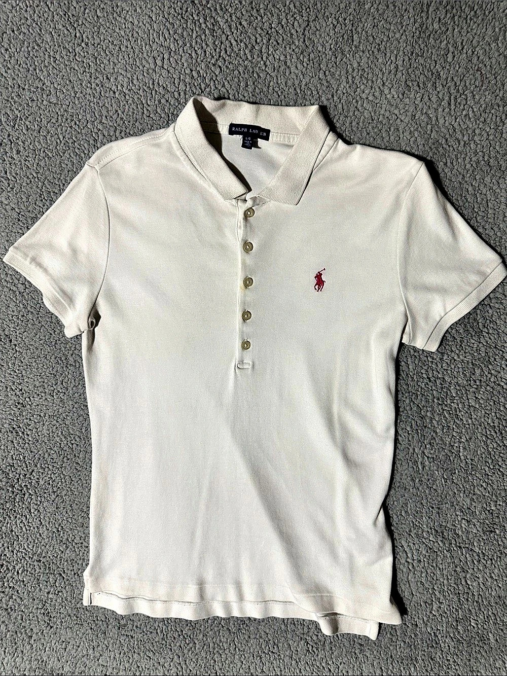 Ralph Lauren Skinny Fit Cotton Mesh Polo Shirt White Short Sleeve Polo